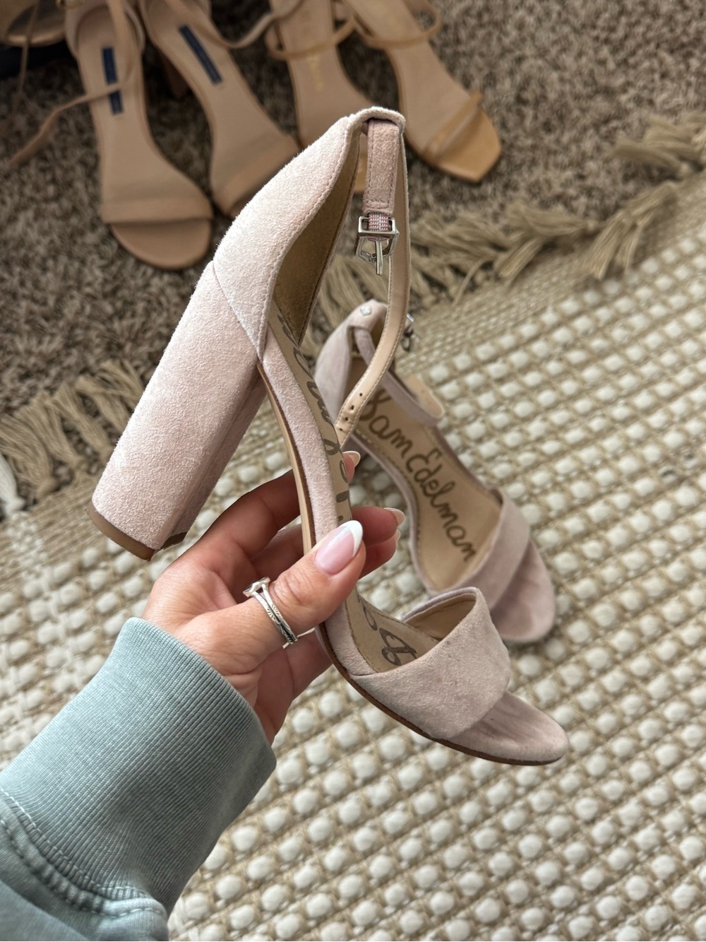 Sam Edelman Blush Pink Suede Block Heel Sandals